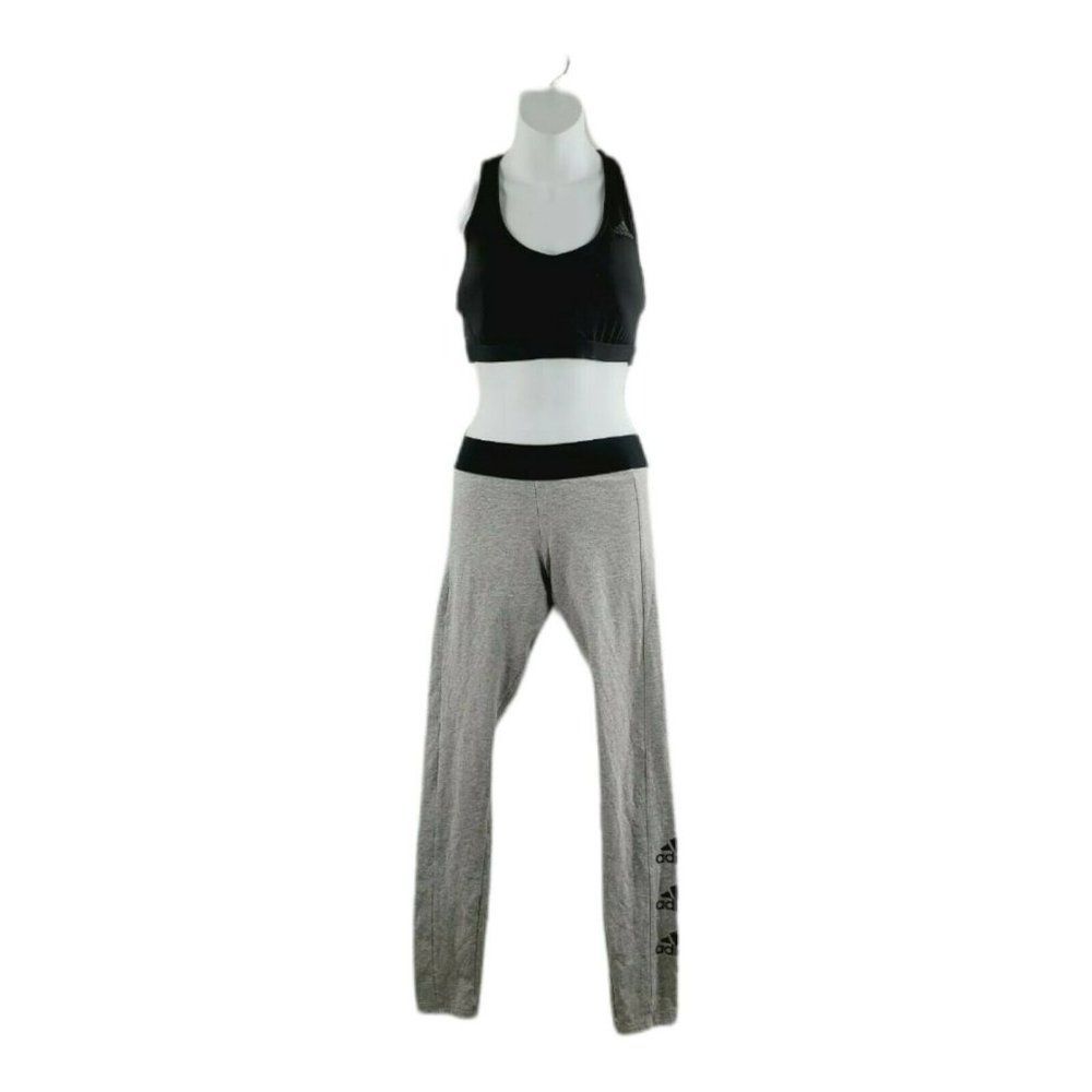 Adidas Womens Gray Black Racerback Top Bottom Outfit Set Size Small Set‎ Of  2